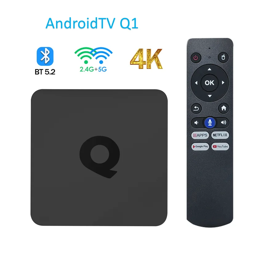 Atv Q1 H313 Quad Core Dual Wifi Androidtv 11 Tv Box 8Gb 16Gb 2.4G / 5G Bt5.2 Set Top Box Lettore Multimediale