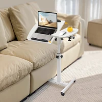 360° Adjustable Laptop Desk Stand Table Stand  Rolling Laptop Table with 4 Wheels White 1