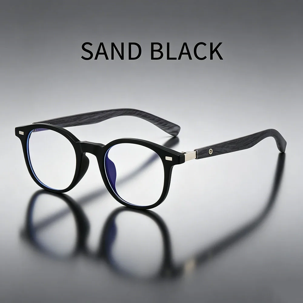 Vintage Wood Grain Anti-Blue Light Reading Glasses with Rivet Frame