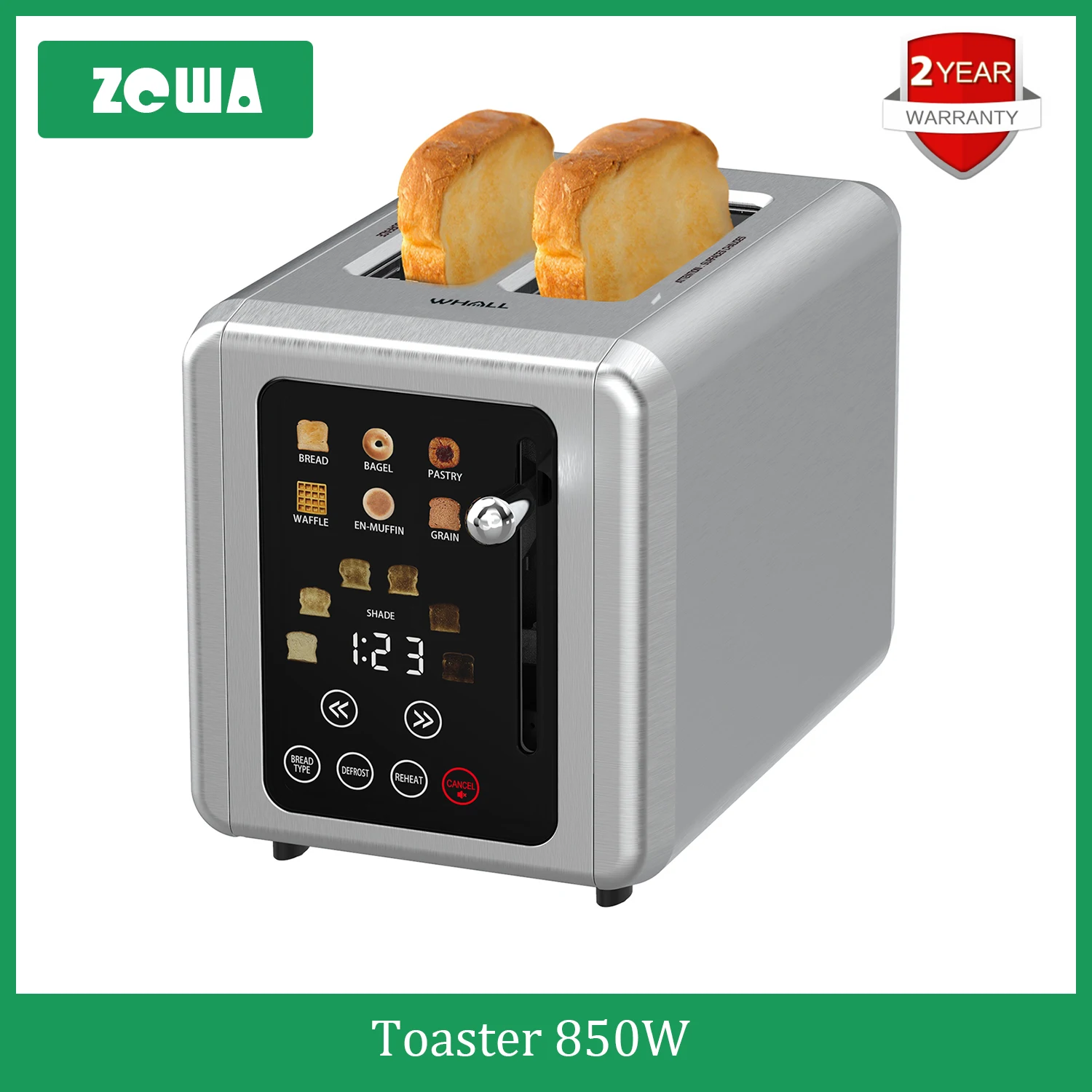 Электрический тостер ZCWA 850WIntelligent, тостер с сенсорным экраном, автоматическая машина для завтрака, гриль, портативная Бытовая хлебопечка