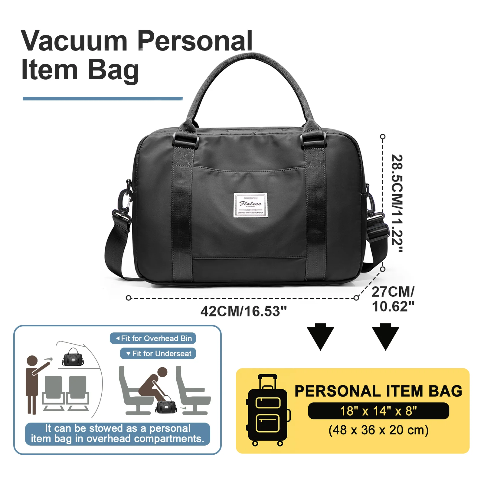 Clothing Storage Bag, Vacuum Compressed Luggage Large Travel Bag，Handbag Clothing Bag for Women Suit Bags for Business, Travel