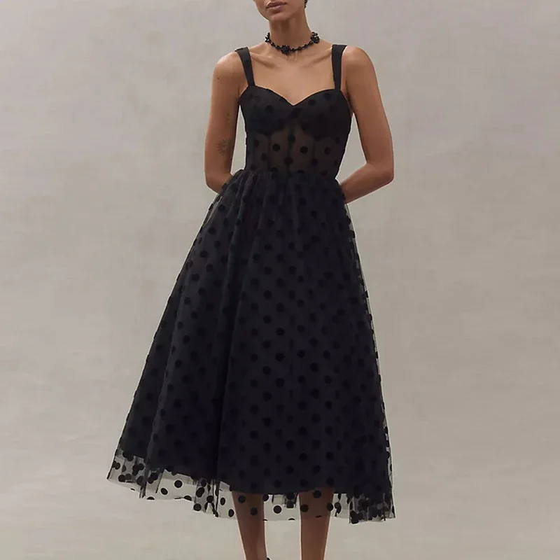 chinese dress ladies Berylove Women Polka Dot One Shoulder Formal Dress Black White A Line Puff Sleeve Party Dress, Black White Dot / US26W
