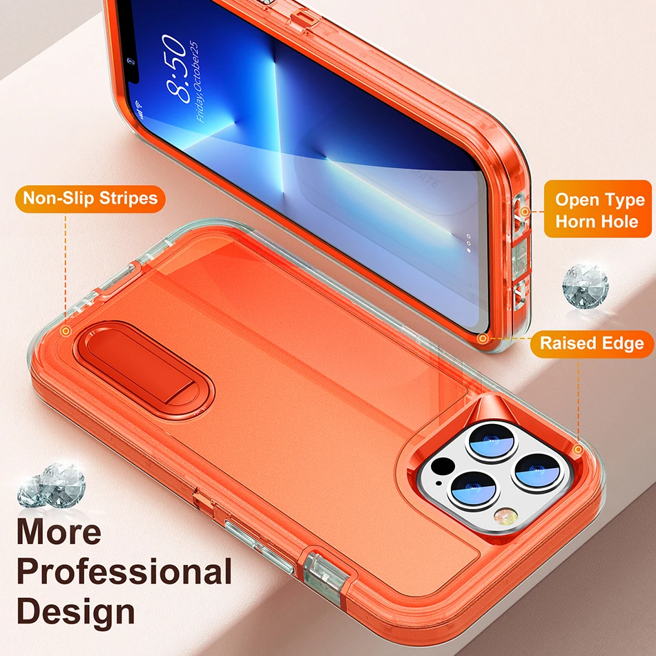 SANNIER Shockproof Phone Case For iPhone 13 Mini 11Pro 12Pro 13Pro Fashion Metal Bracket Cover For iPhone 13 12 11 Pro Max capa iphone 13 mini slim case