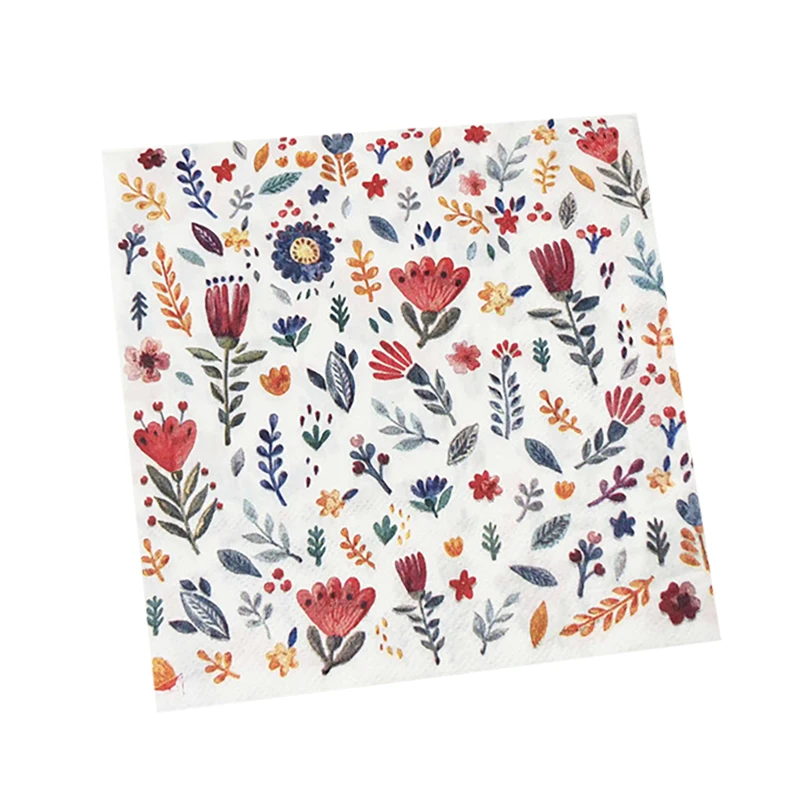 Flower Printed Paper Napkin Colorful Square Paper Towels Birthday Decoration Floral Facial Tissue Hotel Table Servilletas Papel