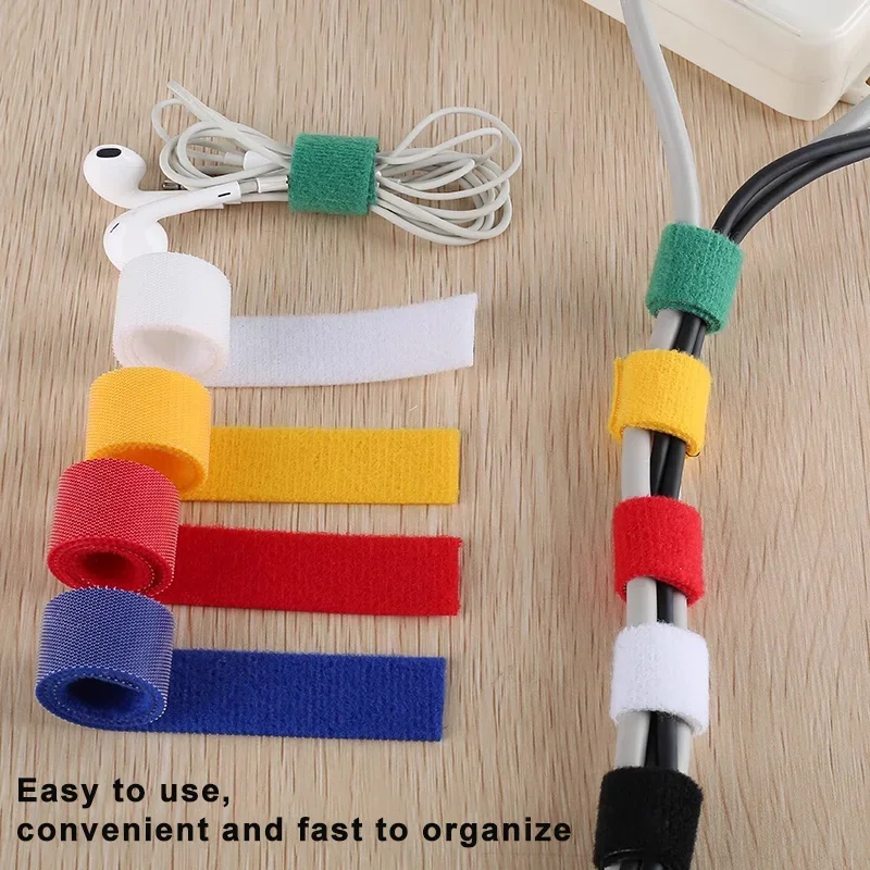 Cable ties 5Meter/Roll Reusable Fastening Tape Cable Ties 10/15/20/25/30/50mm Double Side Hook and Loop Straps Cable Wire Management Tape