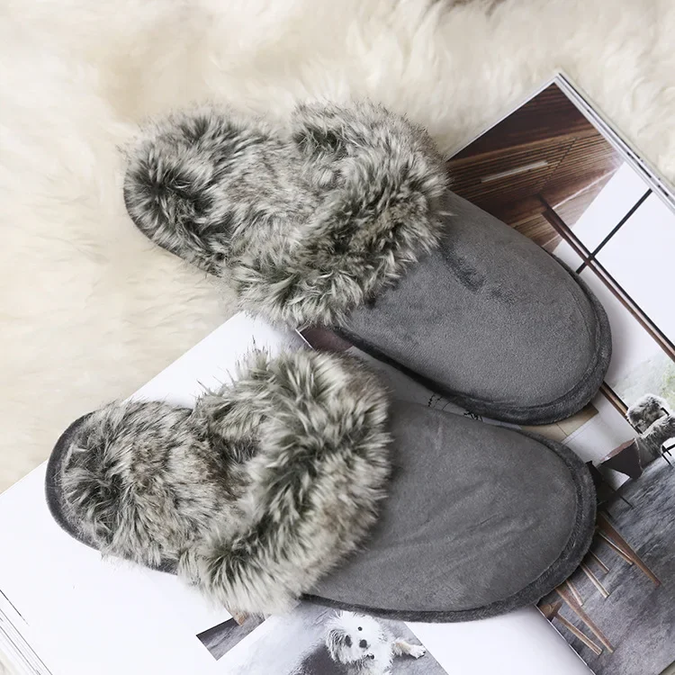 Couple Wool Slippers Men and Women Home Indoor Winter Men's Shoes Non-slip Rubber-soled Cotton Shoes