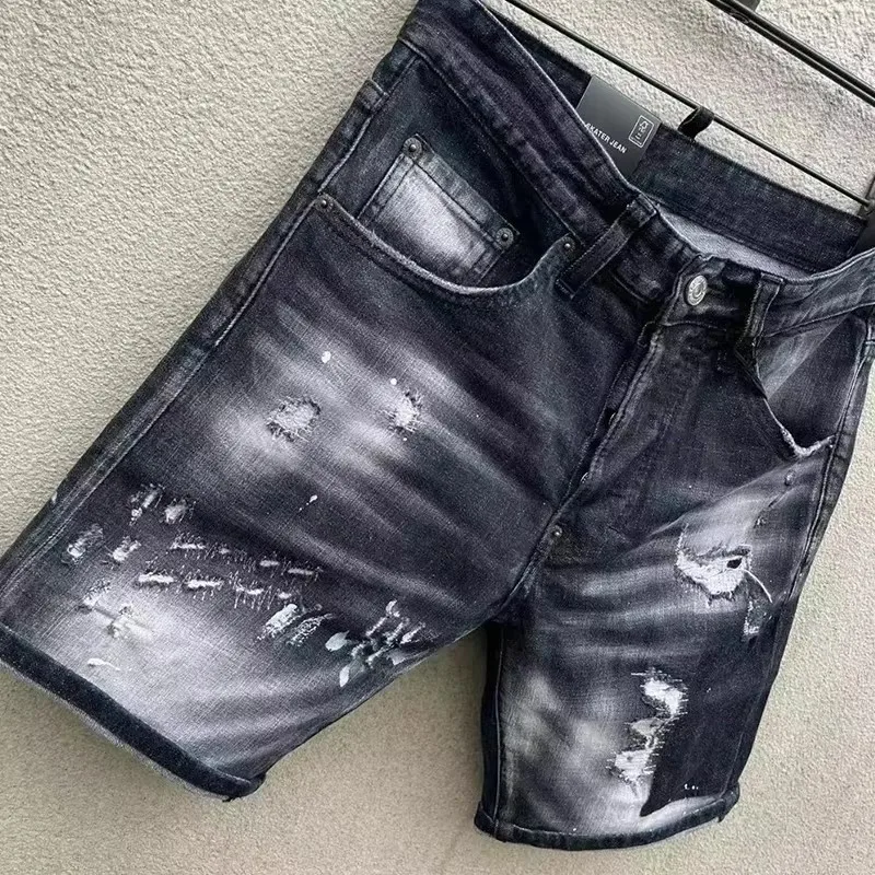 chareiharper dsq D310 New SpringSummer Ripped Small Feet Slim Fit Men's Hipster Harbor style Beggar quality denim shorts