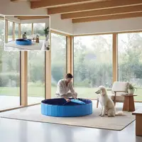 Piscine pliable pour animaux de compagnie, bleue, 62,99 x 62,99 x 11,81 pouces, PVC 1