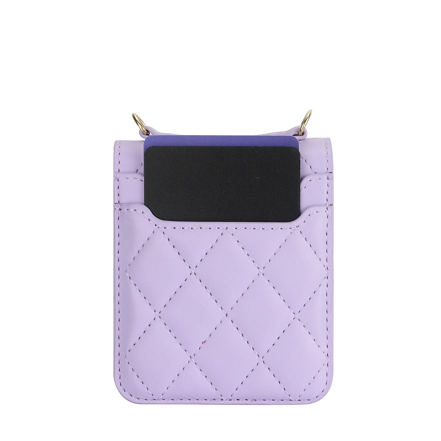 For Samsung Galaxy Z Flip 6 5 4 3 Case Multicolor Plain Leather Multifunctional Card Bag with Landyard Shockproof Case Accessory