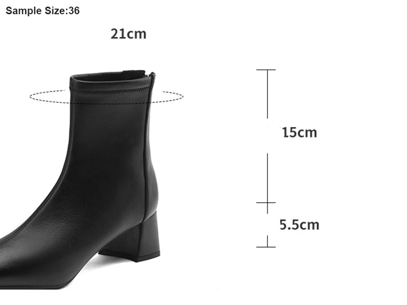 Stretch Leather Women Ankle Boots New Autumn Square Toe