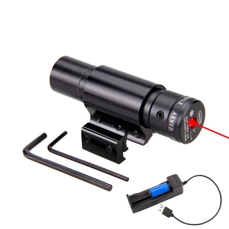 Scope Red Dot Laser Sight with 11/20mm Picatinny Rail Mount with Rechargeable Battery and Charger Laser Scope Sight ﻿