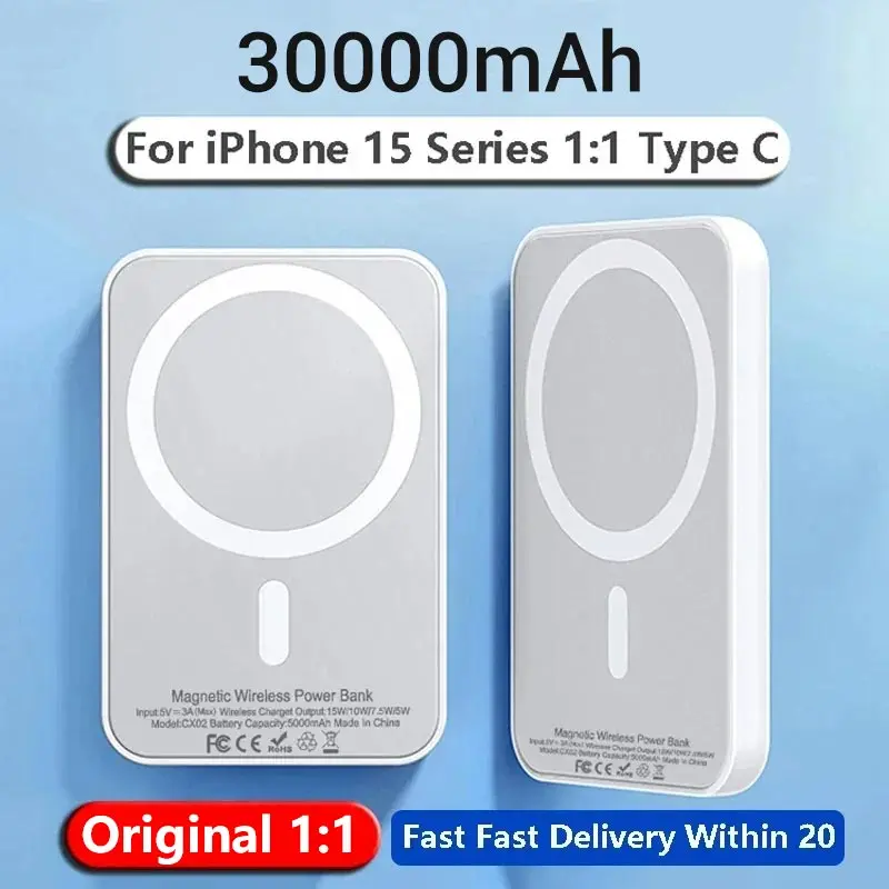 Portable Magnetic Auxiliary Spare External Magnetic Battery Pack Power Bank Wireless Charger For iphone 13 14 15 power bank