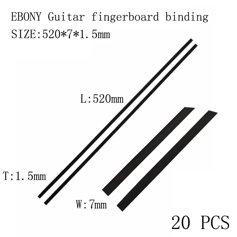 Guitar Tool 20 pcs 520*7*1.5mm Guitar Binding Fingerboard Banding Solid Wood