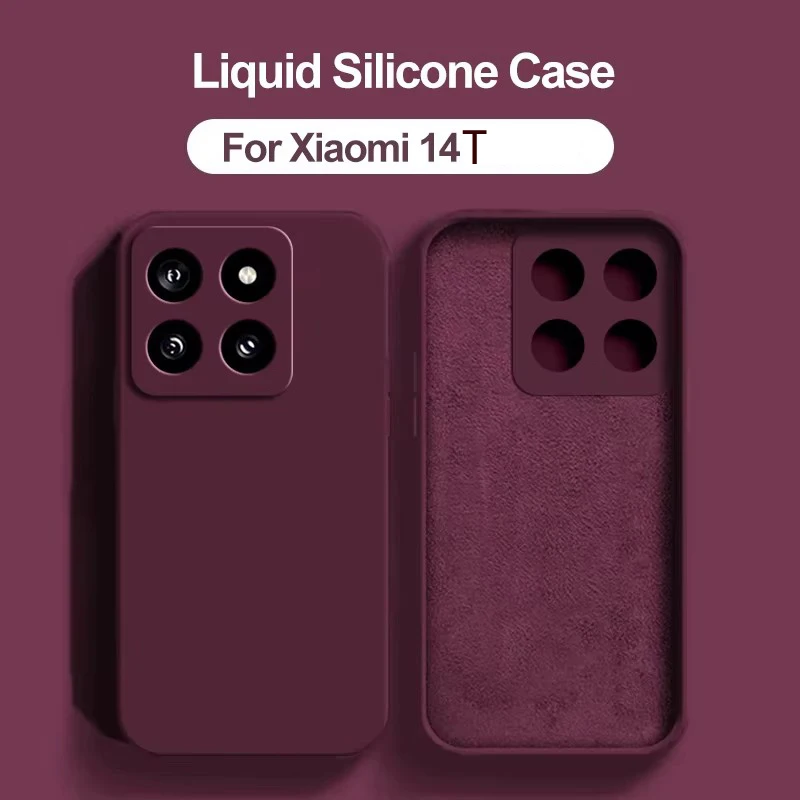 Phone Case Original Square Liquid Silicone for xiaoimi 14T 14T pro Luxury 360 Soft Shockproof Back Cover for MI13T pro Coque