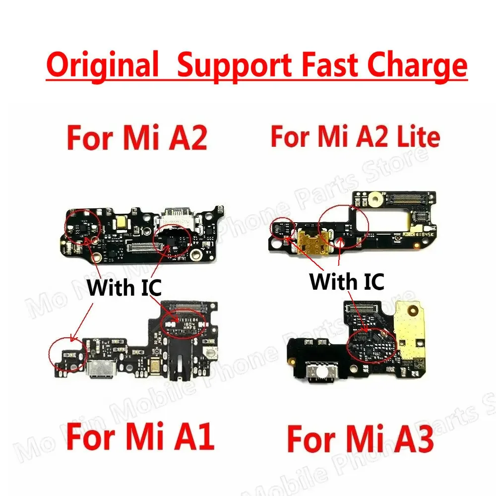 Modulo Microfono Originale + Parti Del Connettore Del Cavo Flessibile Della Scheda Della Porta Di Ricarica Usb Per Xiaomi Mi A1 A2 Lite A3 Redmi 6 Pro