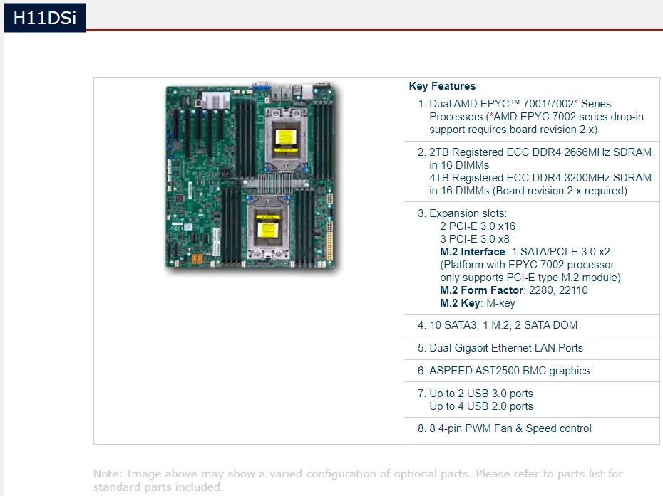Motherboard H11DSi baru AMD EPYC Dual Processor Server Motherboard