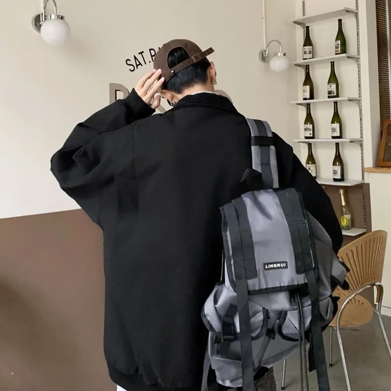 홍콩 스타일 남성 작업 재킷, 루즈핏 힙합 캐주얼 학생 가디건, 한국 트렌디 인스 스타일, 가을 겨울