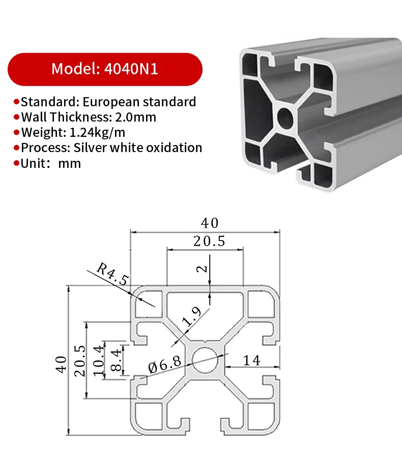 Industrielles Aluminiumprofil, europäischer Standard, 40er-Serie/80-Serie/100-Serie, automatisches Montagelinieprofil – Detail 10