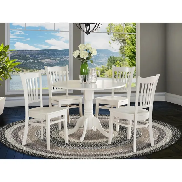 5-Piece White Dropleaf Dining Set 2