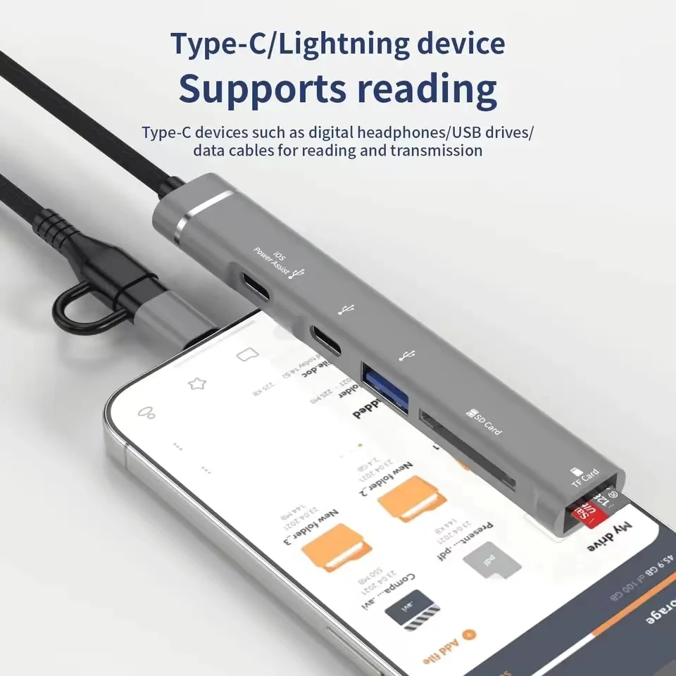 Usb C Hub With Lightning Port, Read Usb Sd/Tf Memory Card With