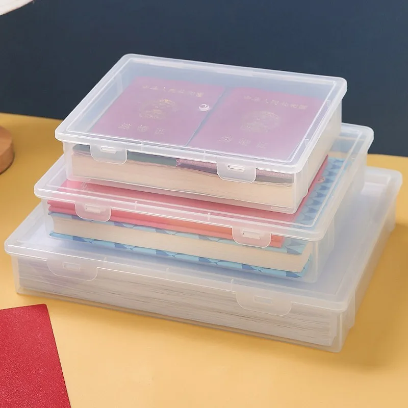 Large Capacity Transparent Plastic Storage Box for Important Documents and Household Organization
