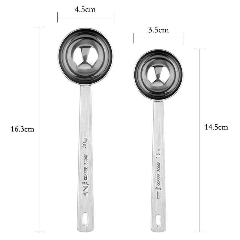Stainless Steel Coffee Scoop, 2 Tablespoon Measuring Spoon Coffee Scoop, 30ml Metal Long Handled Spoons Coffee Measuring Spoons, 2, Size: 16.3, Silver