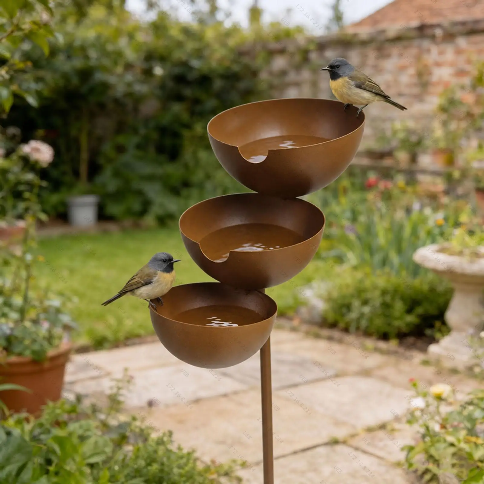 3-tiered Metal Rain Catcher Bird Bath Stake 3