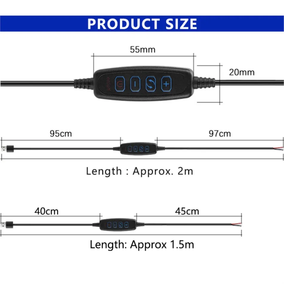 Led dimmer switch led strip controller smart dimmer switch led strip switch led string dimmer led dimmer controller usb led dimmer 5v led external switch control cable 2m for dual color strip light brightness & color temperature adjustment
