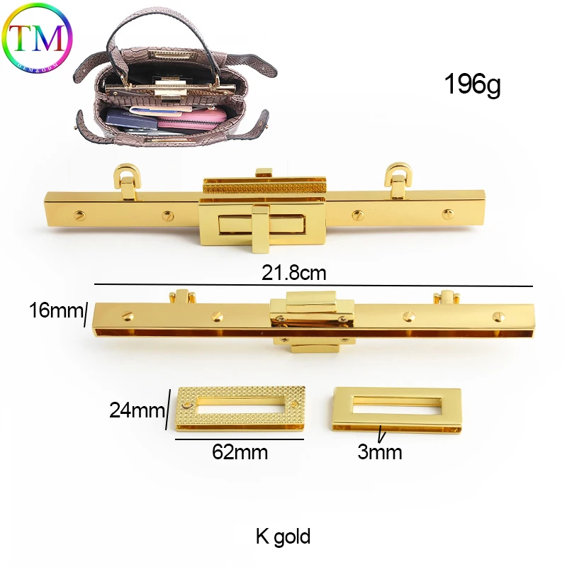 Gold Zinc Alloy Rectangle Hanger Clasp Locks Kit For DIY Craft Handbags Purse Bags Crossbody Bags Buckles Hardware Accessories