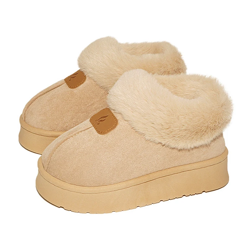 Thick Bottom Fluffy Fur Snow Boots Women Comfort Non Slip Thiken Plush Winte Boots Woman Slip On Warm Cotton Padded Shoes Female