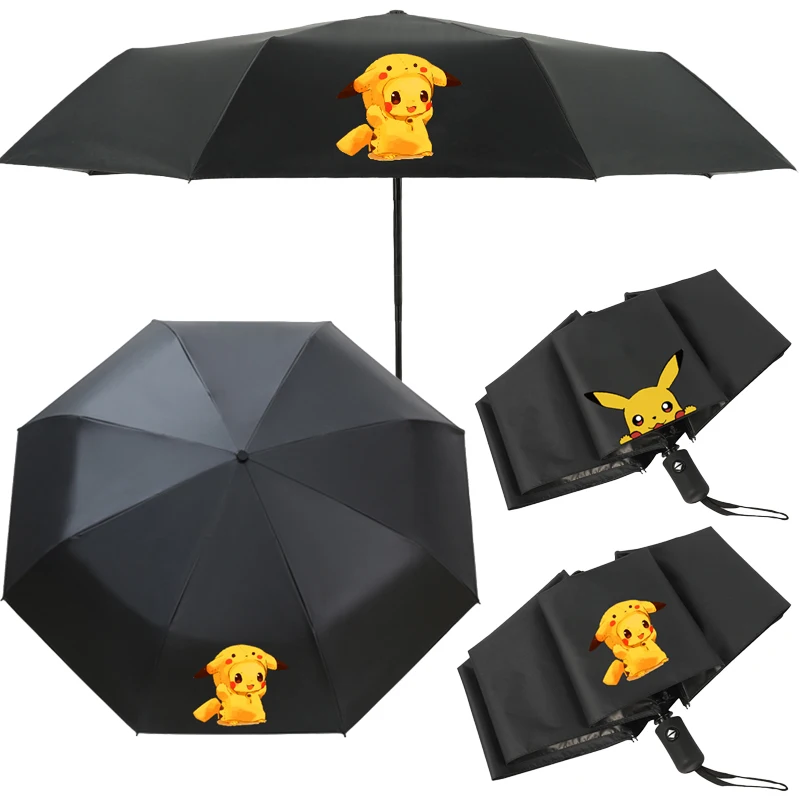 

2022 Pokemon Pikachu Automatic Rain and Shine Dual-use Umbrella Men Women Folding Umbrella Creative Cute Trend Sunshade Umbrella