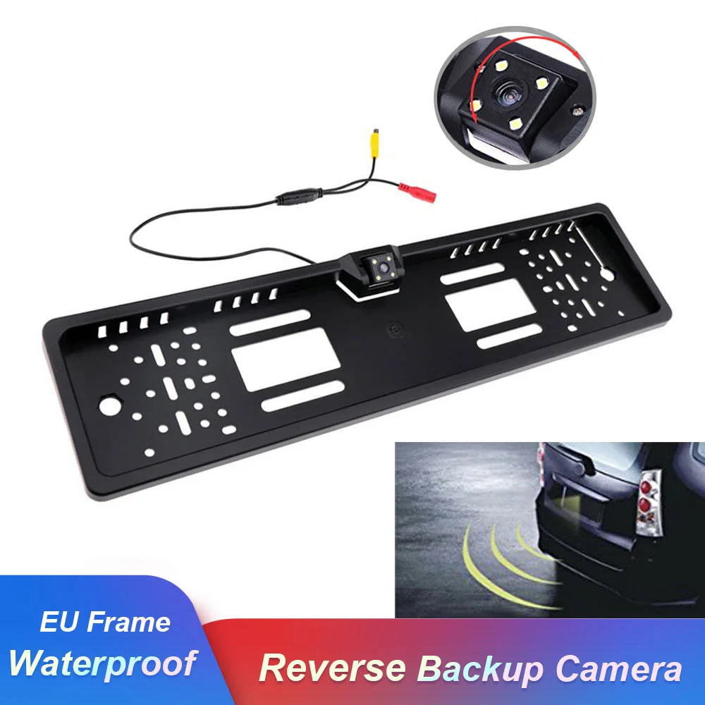 

Bileeko Car Rear View Camera EU European Car License Plate Frame Waterproof Auto Car Reverse Backup Rearview parking Camera