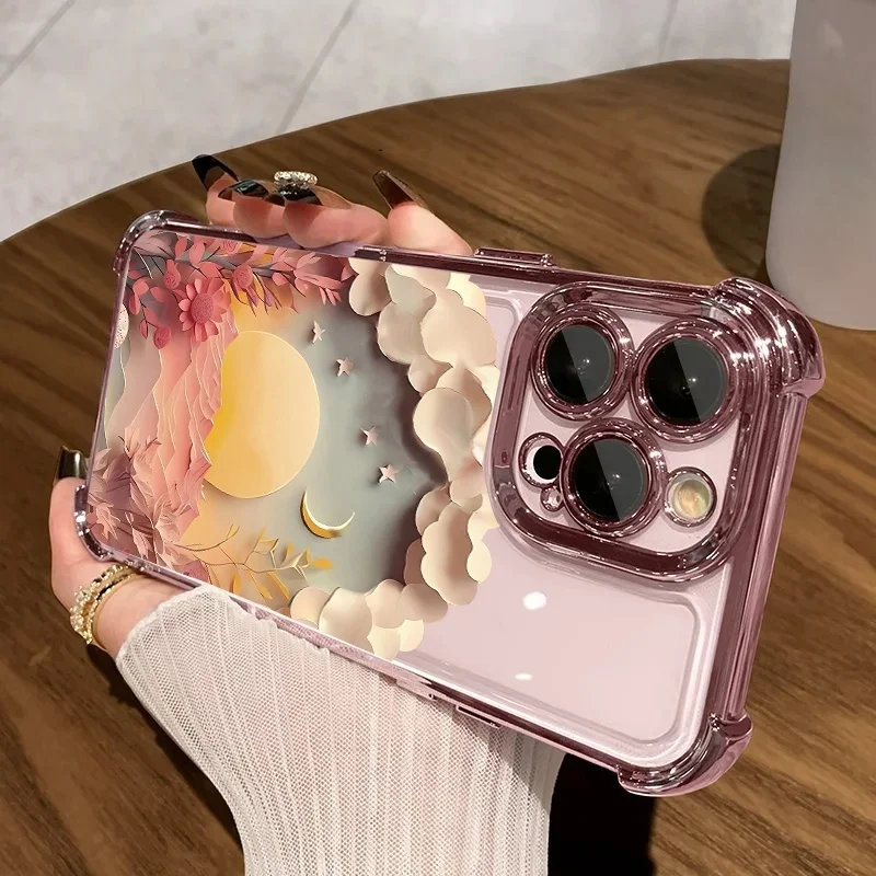 Elegant Landscape Design Shockproof Phone Case - Luxury Plating Clear Finish