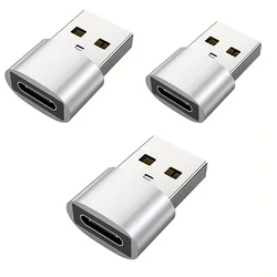 3 - Pack Super Fast Charging USB C to USB Adapter with OTG Converter (USB 2.0 silvery - 3PCS)