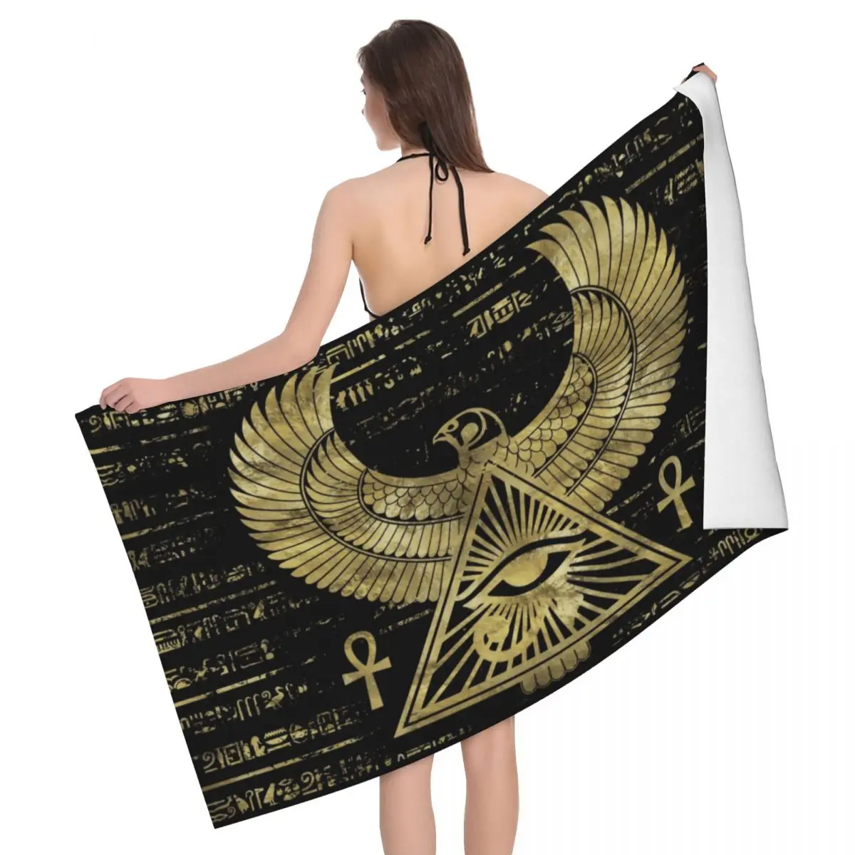 Egypt Ancient King Tutankhamun Beach Towel Super Soft Quick Dry_voghion.com