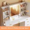 Vanity Desk with Mirror and Lights,47.2",Vanity with 11Storage Drawers and Hidden Storage Shelves,with Charging Stations & 3 LED 2
