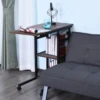 C-Shaped Mobile Sofa Bed Side Table Adjust Height 3-Tier Cart W/ Casters, Brake 6