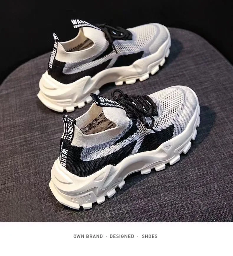 new Korean casual ultra light women's shoes, dad shoes, women's fly woven mesh summer breathable sports shoes