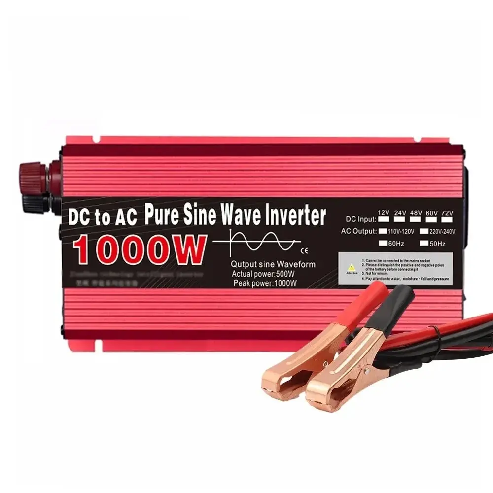 Inverter A Onda Sinusoidale Pura Dc 12V/24V A Ac 220V 1000W Convertitore Portatile Power Bank Inverter Solare