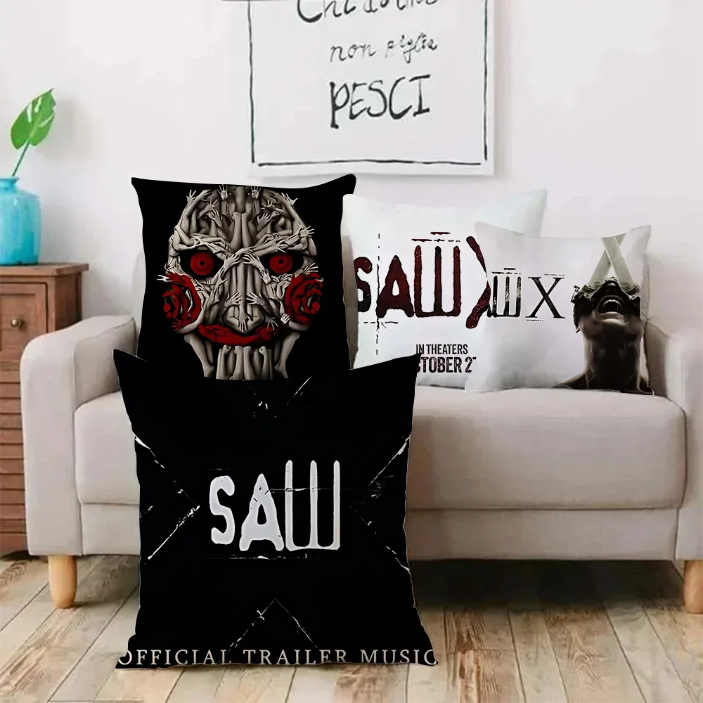 2023 Horror Thriller Movie Saw X Pillow Covers Cartoon Sofa Decorative Home Double-sided Printing Short Plush Cushion Cover 2