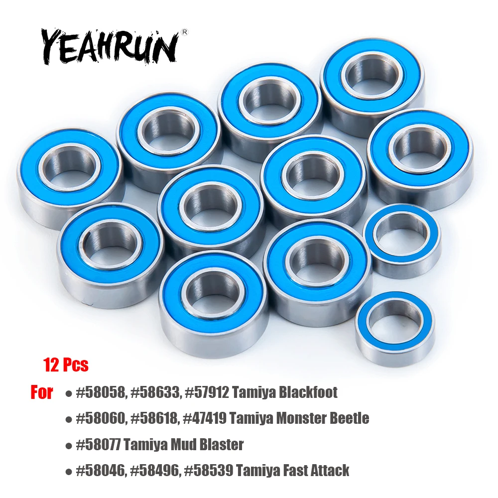Yeahrun 12Pcs Mozzi Ruota In Metallo Kit Cuscinetto Sigillato Per Assale Per Tamiya Blackfoot Monster Beetle Attacco Rapido Mud Blaster 1/10 Rc Car