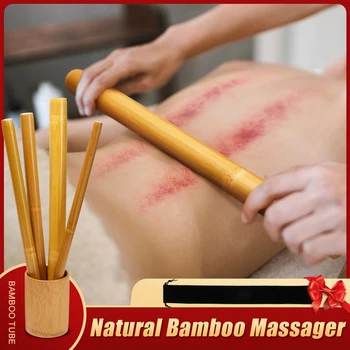Gua Sha Massage Stick Natural Bamboo Stick for Massage Neck Shoulder Back Muscle Relaxing Massager Body Contour Massager Tool
