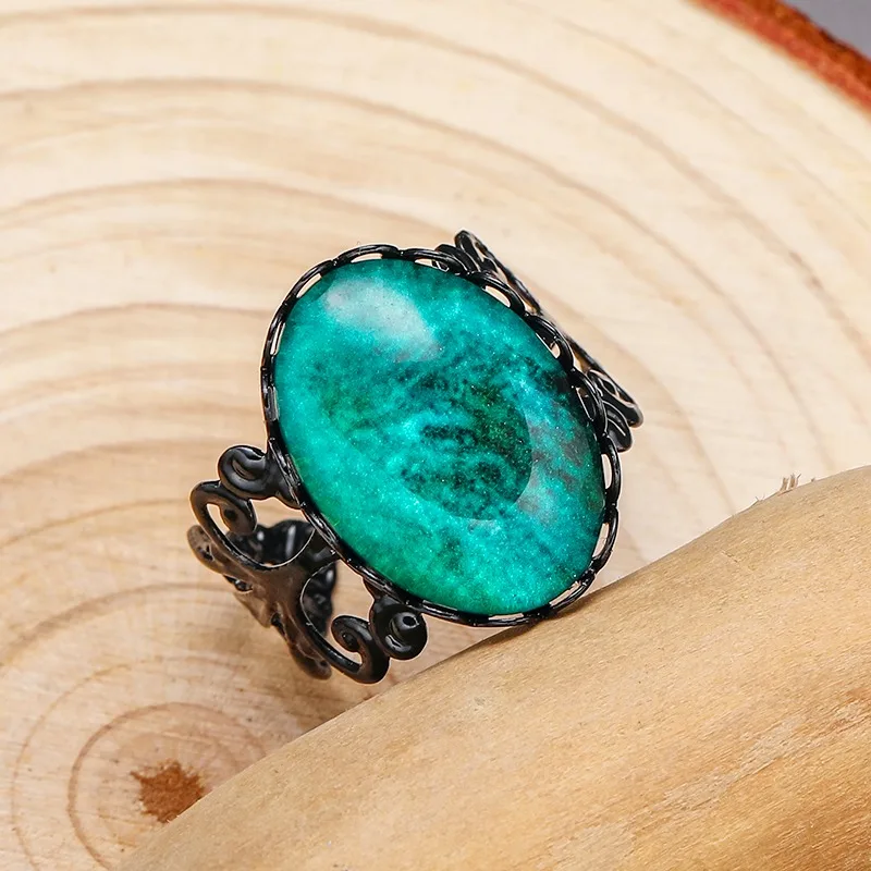Gothic Blood Cameo Fashion Rings for Women Girls Witchcraft Jewelry Accessories Gift Mystery Venom Vampire Adjustable Ring