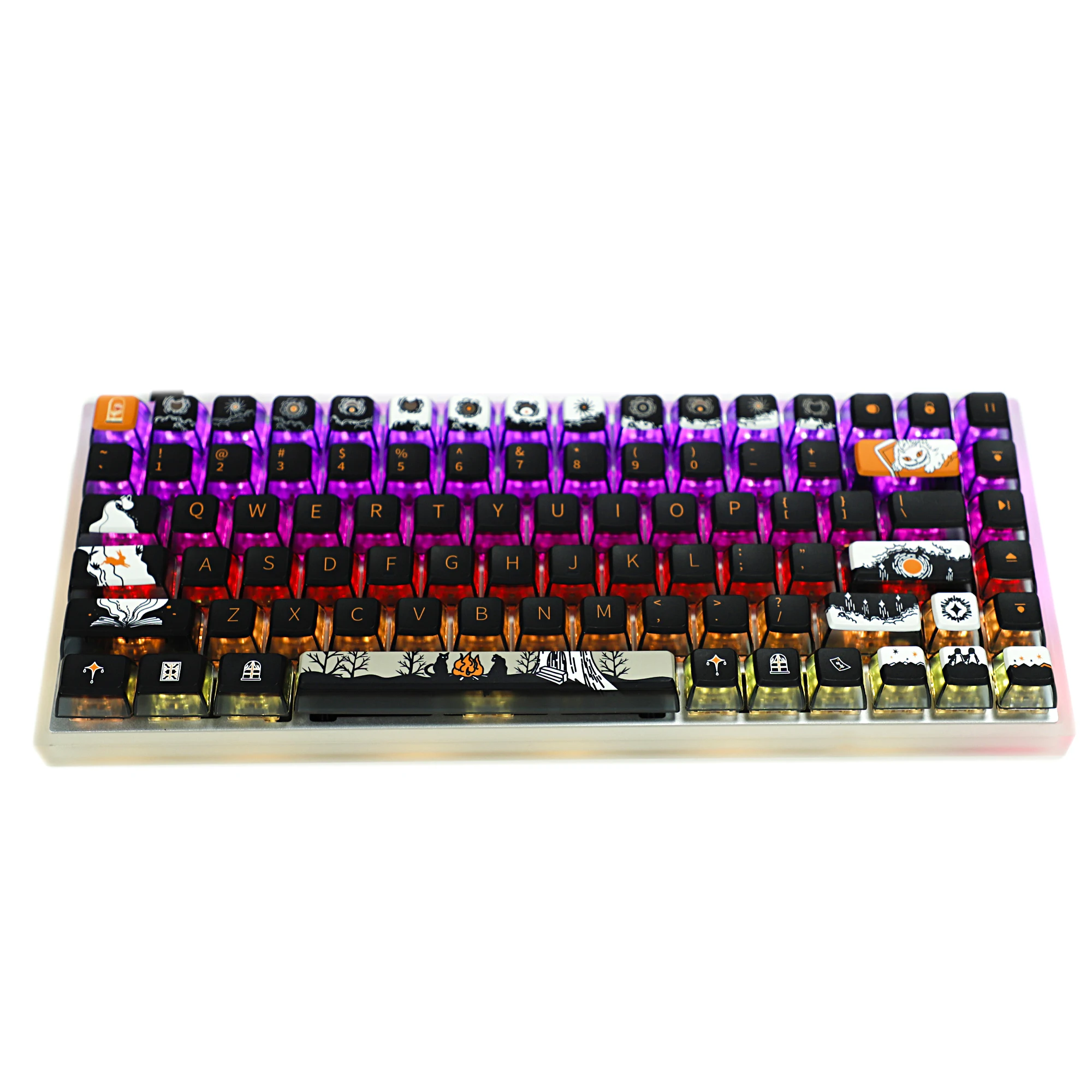 Ymdk-dark Fairy Tale Pbt Pudim Backlit Smoky Keycaps Asa Perfil de Teclado Mecânico mx 104 96 87 84 68 116 Teclas - Imagem 5