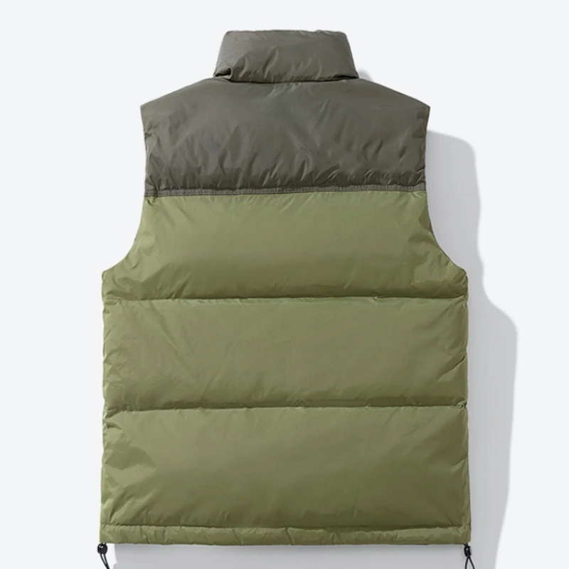2023 Winter New Down Vest 90% Down Casual Fashion Solid Black Green Beige Standing Collar Down Coat Men's Top 4XL 5XL