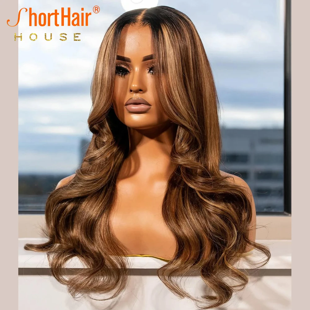Highlight Blonde Human Hair Wigs Invisible Strap 360 Lace Front Wigs Human Hair Glueless Lace Closure Natural Loose Wave