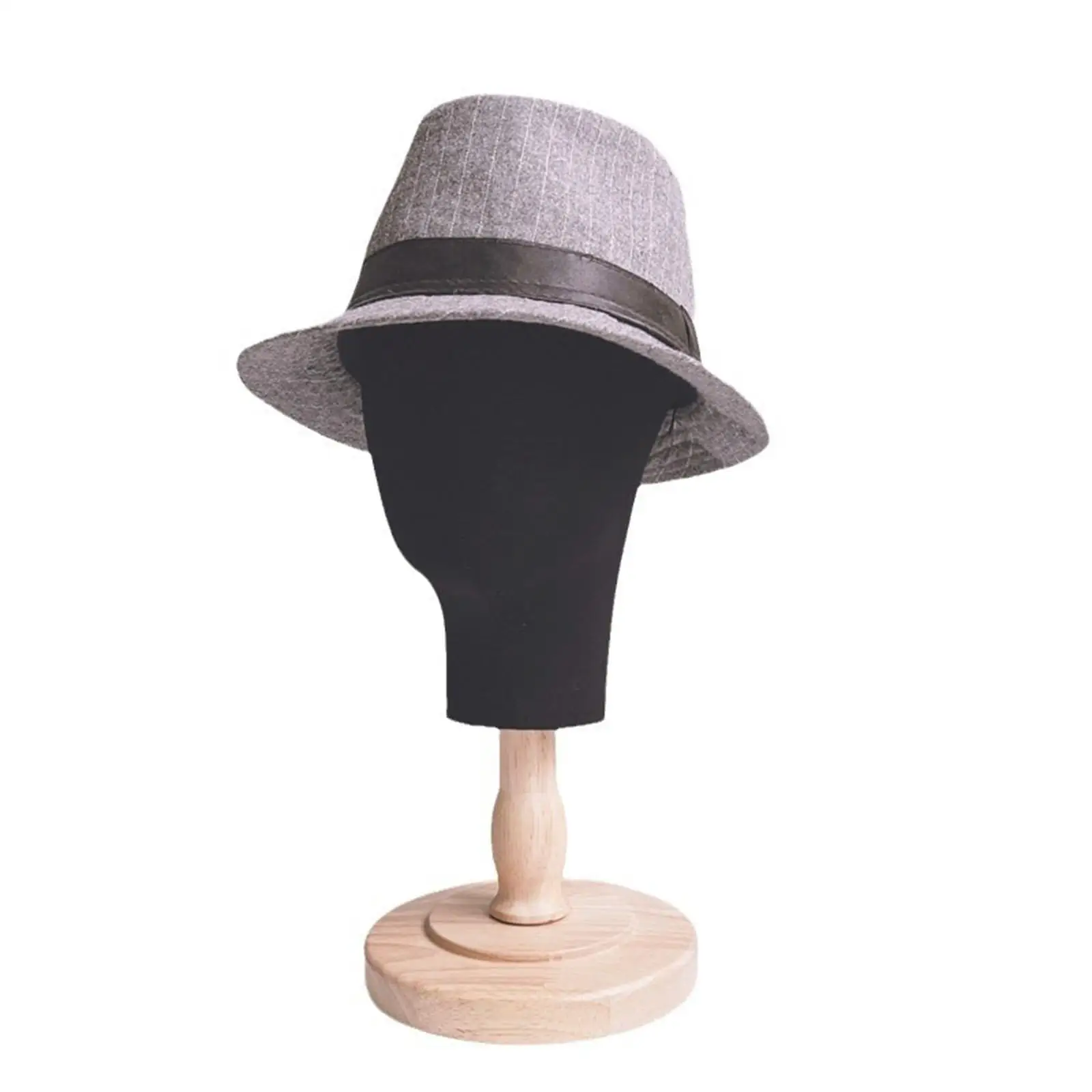 Manikin Head Insertable Pins Sturdy Hats Wig Display Stand with Wood Base Wig Head Model for Hat Jewelry Scarves Glasses Headset