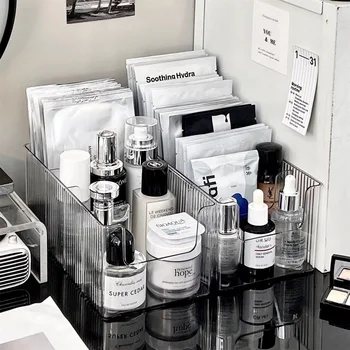 Organizador de maquillaje transparente, organizador de cuidado de la piel para tocador, caja de almacenamiento para lápiz labial, organizador de cosméticos, soporte acrílico para perfumes