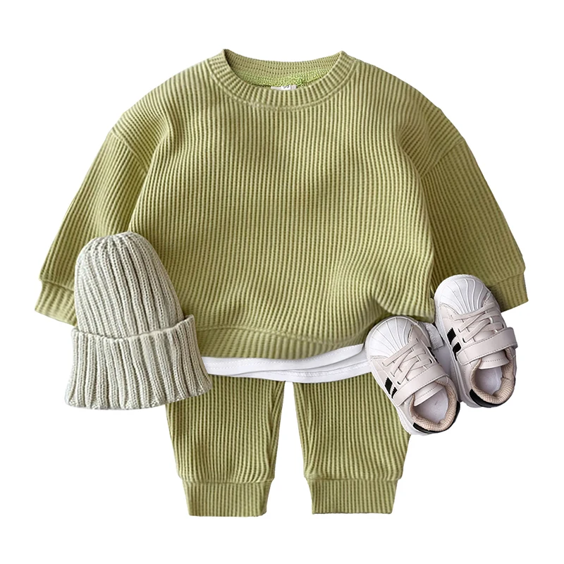 Baby Clothing sets Tracksuits for Girls Sets Cotton Knitting Pullovers Tops+Pants Clothes for Boys Newborn Toddler Outfits Loose - 2