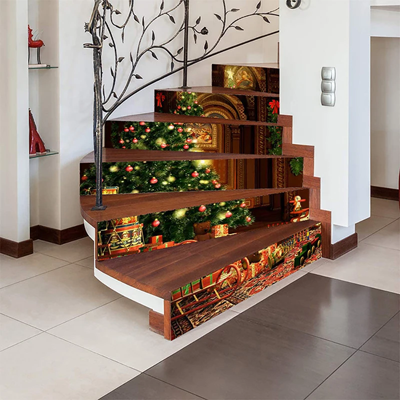 Christmas Creative Staircase Stickers Christmas Tree Corridor Stairs Renovation Home Decoration Stickers Decorations